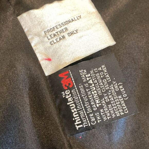 LNR Black Leather Zip Up Thermal Jacket Large - Picture 12 of 12